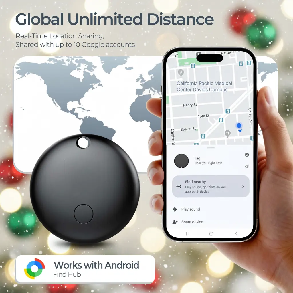Handy 4 Pack Mini Size Bluetooth Sync Smart GPS Trackers for Electronic Pets (Android Only) - IPX7 Waterproof Locator, Google Find My Device Compatible, Global Anti-Lost Tool, Long-Lasting Battery, Premium Import Components, Cells Included