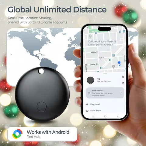 4-Pack Mini Size Smart GPS Trackers for Electronic Pets (Android Only) - IPX7 Waterproof Locator, Google Find My Device Support, Global Anti-Lost Tool, Long-Lasting Battery, Premium Import Components, Cells Included, Luggage Tracking