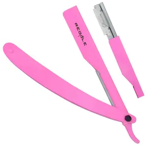 REGALE Professional Pink Straight Razor - Shavette Style with Replaceable Blades