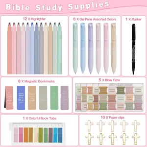 Bible Study Supplies [41 PCS] for Women - Bible Journaling Kit with No Bleed Bible Highlighters & Pens, Bible Tabs Set and Bible Verse Gifts for Scripture Study