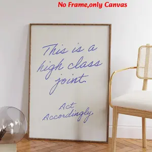 1 pc, wall art, vintage poster, fun minimalist art print, blue text quote canvas painting, room decor, living room decor aesthetic, bedroom decor, housewarming gift, unframed