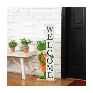 Glitzhome 36" Wooden Peeking Frog WELCOME PorchDecor