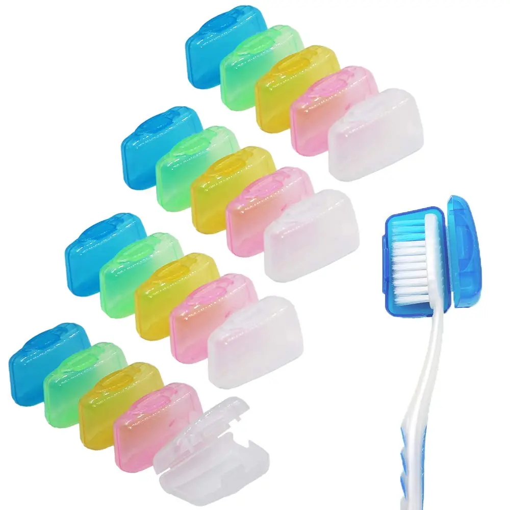 20-Pack BPA-Free Travel Toothbrush Head Covers, 4x2x2.5 cm Portable Bright Colors Toothbrush Pod Cases, Bathroom Home Supplies for Outdoor Camping Use