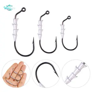 6 Per Pack Dual-use Jig Hooks for Dragon Tail & Coike Sea Urchin Soft Lures Anti-Shed Bait Lock Design for Angling