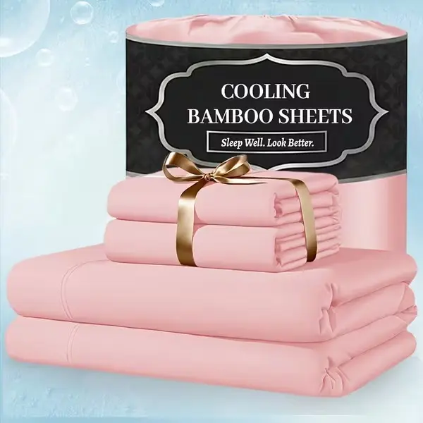 Queen Size Sheets with for extra Deep Pockets - a Set of 3/4pcs Made from Breathable And Cooling Bamboo, Offering Hotel Luxury Feel, Soft And Wrinkle-Free, Perfect for Extra Deep Mattresses, Suitable for Room Decoration, Nursery Bedding