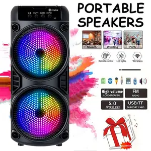180W Portable Wireless Speaker with Colorful Light Effects Powerful Bass Speaker Type-C Charging Supports USB, FM, TF Card Button Controls Ideal for Outdoor Camping, Karaoke, Family Gatherings, and Stage Lighting Effects Microphone Not Included