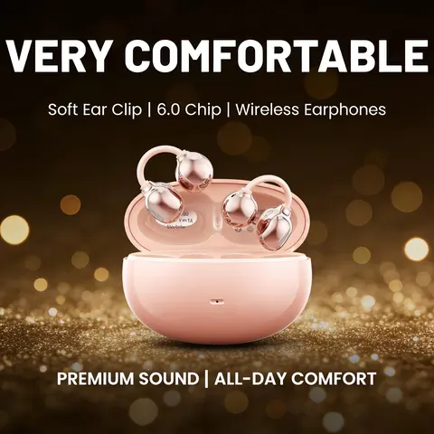 INSONIXN SK50 Wireless Clip-On Open-Ear Waterproof Sports Headphone Earbuds Headset - Bluetooth 6.0, Type-C Charging, Upgraded Panoramic Audio, Dustproof, Voice Control, 30H Battery Life, Cable Management, Electronic Sport Earphone for Running, Students