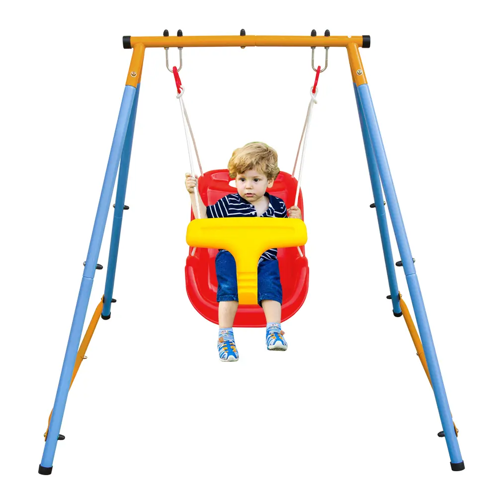 Metal Swing Set with Safety Belt – Toddler Indoor & Outdoor Playground Swing for Ages 9 Months to 3 Years, Perfect Playset for Backyard or Indoor Fun