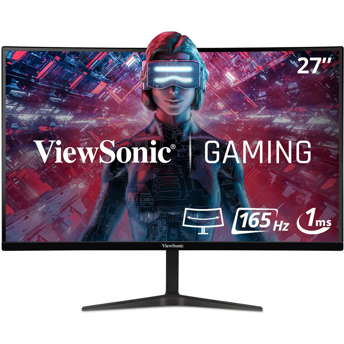 ViewSonic VX2718-PC-MHD 27" 16:9 1920x1080p Full HD 165Hz VA LED Curved Screen Gaming Monitor with Built-In Audio, Built-In Speakers