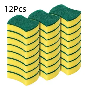 Kitchen Cleaning Dishwashing Sponge, 12pcs Dish Towel, Scouring Pad, Scratch Free Sponges, Home Eco-friendly Anti-scratch Dishware Scrubber