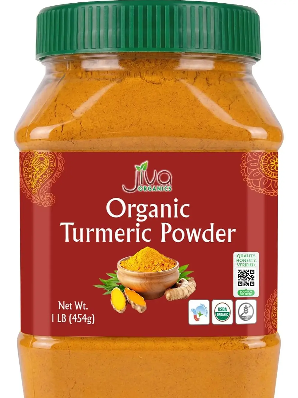 Organic Turmeric Spice Powder, 1 lb Jar Raw Turmeric