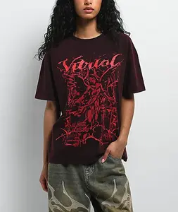 Vitriol Rae Dark Red Wash Oversized T-Shirt