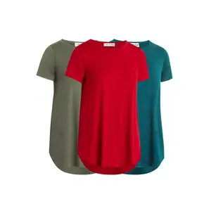 Hi Low Short Sleeve Tunic Top (3 Pack: Teal, Olive, Red)