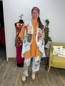 Sleeveless Floral Patchwork Light Blue Denim Vest