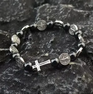 Pulsera rosario de san Benito para protección hermosa joyería católica para hombres y mujeres