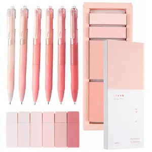 13Pcs Pink Office Desk Accessories Aesthetic School Supplies Pens Sticky Note Set 6 Mini Correction Tape 6 Retractable Black Ink Pens 0.5 mm Fine Point Pen Self Stick Index Tabs(Pink) - Home Improvement.
