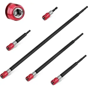 4-Piece 2/4/6", 12" Extra Long Magnetic Screwdriver Bit Holders, 1/4 Inch Hex Shank Quick Release Extension Adapter, Durable CR-V Steel, Universal Fit for Impact Driver Bits