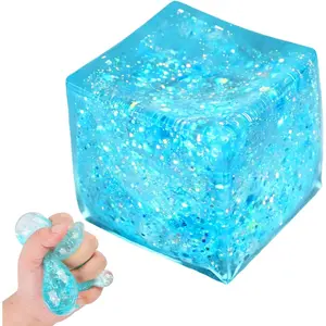Cube Squishy Stress Cube for Adults, Ice Cube Squishies Balls, Squishy Slow Rising Fidget Cube Sensory for Anxiety Stress Relief High Density Ice Squeeze Ball Cubes