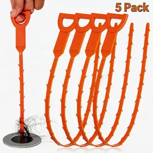 Drain Snake Clog Remover, 5 Pack 20-Inch Flexible Hair Removal Tool for Sink, Shower, Tub & Toilet – Easy-Use Drain Cleaner with Grip Handle for Kitchen & Bathroom