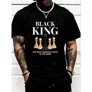Plus Size Men's Chess Slogan Print T-Shirt