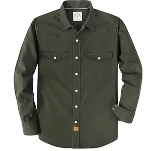 Dubinik® Long Sleeve Pearl Snap Shirts for Men Western Cowboy Shirt Casual Work Button Down with Pockets Comfortable Fit