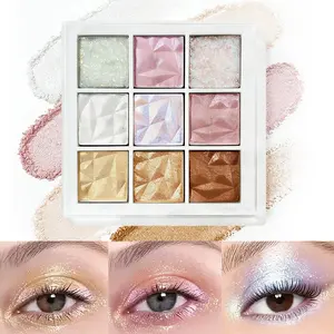 9 Color Glitter Duochrome Eyeshadow Palette, Shimmering Eye Shadow Makeup Palette, High Pigmented Blendable Eyeshadow Powder for All Styles and Occasions, Cosmetic, Highly Pigmented Palette