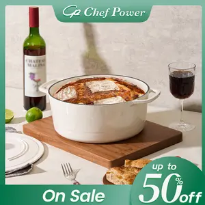 Chef Power Enameled Cast Iron Dutch Oven Pot with Lid, 6 QT, Casserole Dish, Braiser Pan, Safe for All Cooktops, Oven Safe, Cookware Kitchen multicoloured easy to clean Cooking Baking Stainless Steel Heat Distribution Moisture Retention Bakeware