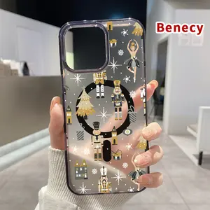 Nutcracker Ballet Dream Pattern Magnetic Phone Case for iPhone 15 16 14 Pro Max 13 12 11 XR XS Plus E Shockproof Lightweight Transparent Protective Soft Cover Supports Wireless Charging