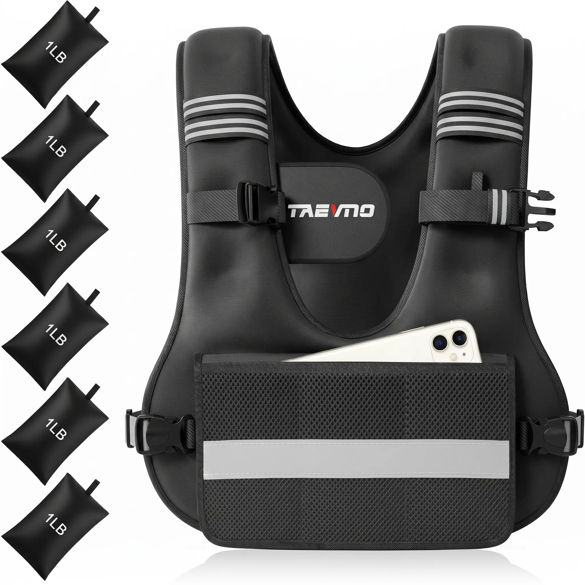 TAEVNO Weighted Vests, 6-12lbs/12-20lbs/20-32lbs Adjustable Workout Weighted Vest with 6 Ironsand Weights for Men&Women: Motivational Walking, Running,Rucking,Strength Training