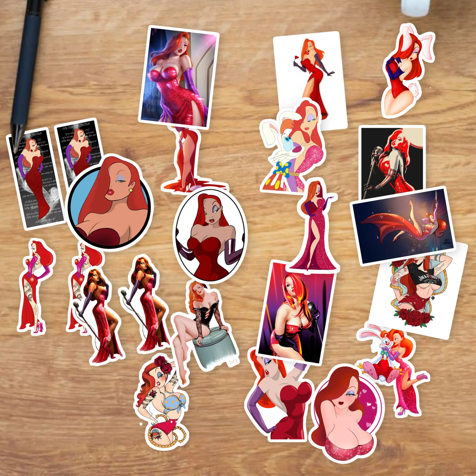 Stickers Pack 20 Pcs Jessica Laptop Luggage Bottle Rabbit Bumper  Car Vinyl Skateboard Bike Guitar Aesthetic Water Colorful Waterproof