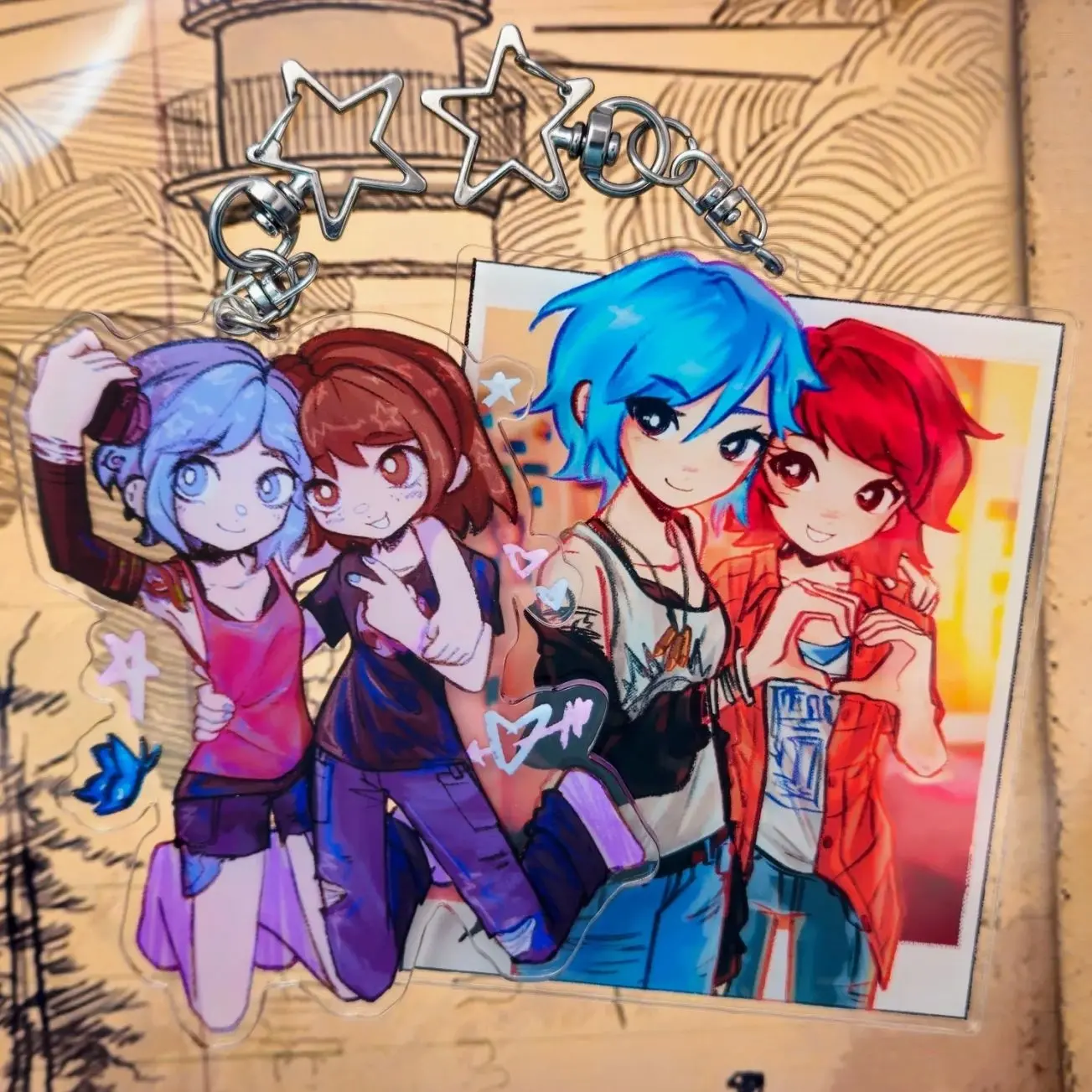 Life is Strange Charm | Max & Chloe | Acrylic Keychain| Video Game Fanart Gift