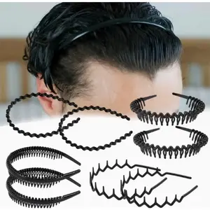 8pcs Black Color Non Slip Head Bands, Fashion Headbands with Teeth, No Slip Effortless Plastic Headbands Hair Hoop Hair Accessory, Hair Accessories for Daily Use