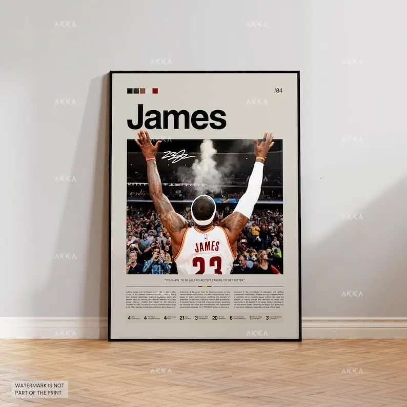 LeBron James Cleveland Cavaliers Poster, NBA Basketball Wall Art, NBA Poster, Basketball Poster