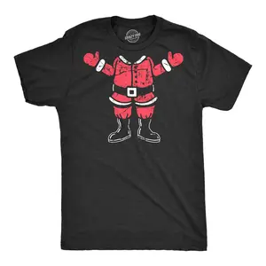 Mens Santa Body T Shirt Funny Christmas Party Saint Nicholas Suit Tee for Guys Mens Funny T Shirts Cool Vintage Fashion T-Shirt Gift Classic Menswear Christmas Apparel for Men Novelty Tees for Guys Black -
