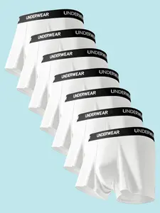 7 pcs Men's Solid color Plain leisure flat cornered underwear, Soft, loose men's underwear, Stretchy Soft Breathable Briefs, suitable for Four Seasons and daily wear