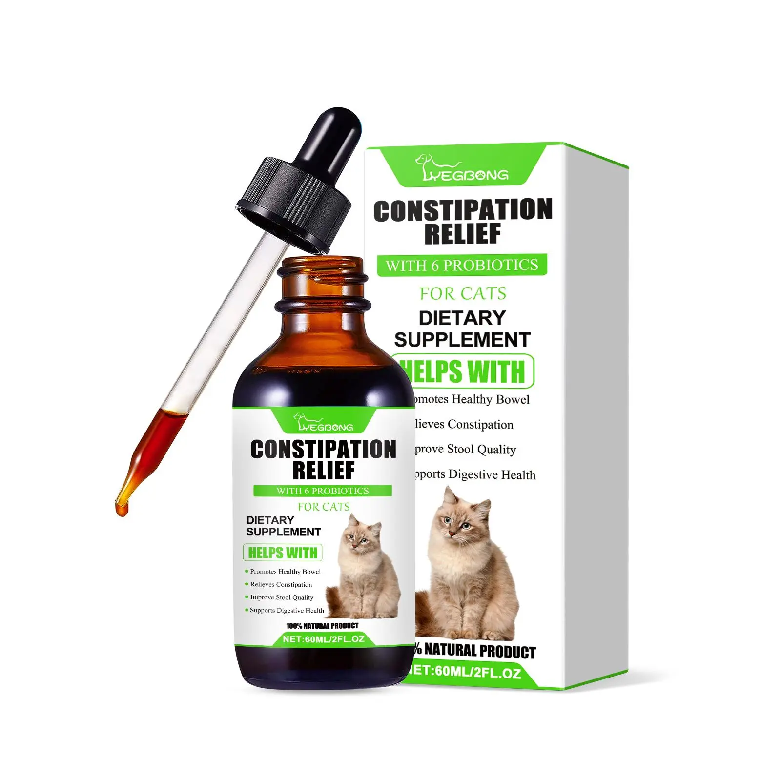 Cat Probiotic Liquid Drops with Erythritol - Easy-Use Feline Digestive Remedy, Pet Health Supplement to Boost Vitality and Enhance Nutrient Absorption