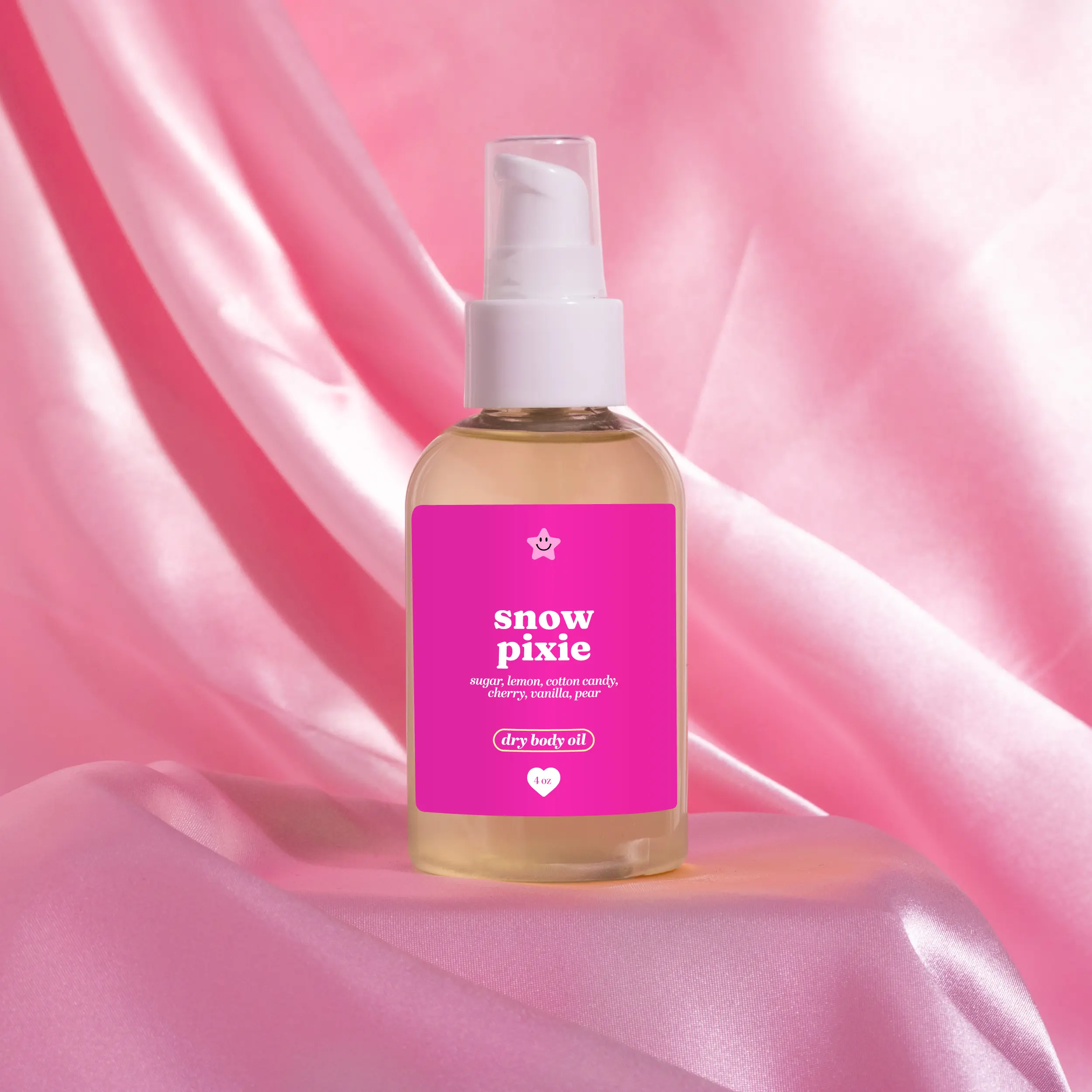Snow Pixie Body & Massage Oil - 4 oz Sunflower Moisturizer for Dry Skin, Long-Lasting Cotton Candy-Vanilla-Bubblegum Fragrance, Beauty & Personal Care Cosmetic Body Care Product, Aroma, Blend