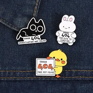 Spring new brooch -3PCS error 404 cartoon animal series badge pin, fashionable brooch, suitable for decoration on backpacks and clothing, exquisite gift, perfect for giving gifts to family and friends