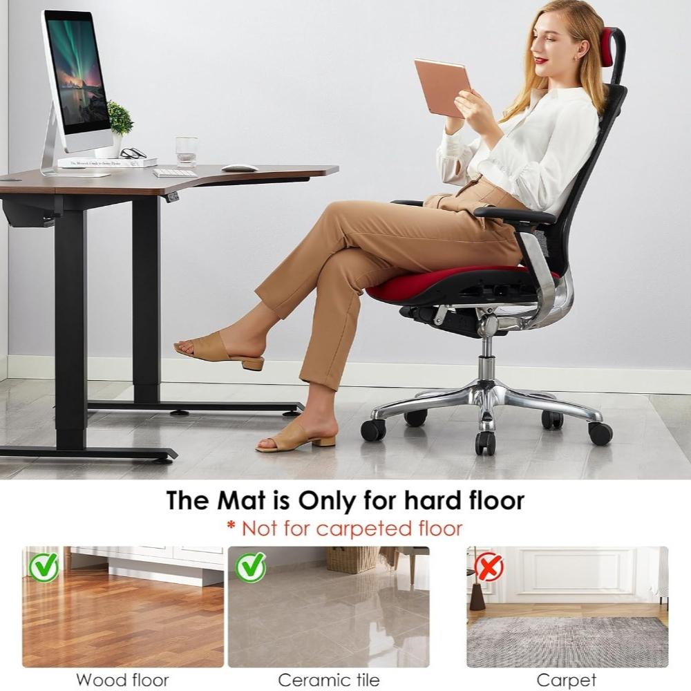 Transparent crystal white PVC floor mat, thickness 1.5mm, highly flexible, waterproof, oil-resistant, heat-resistant, stain-resistant, tear-resistant, suitable for office chair mats, dining table floor mats, and living room floor protectors