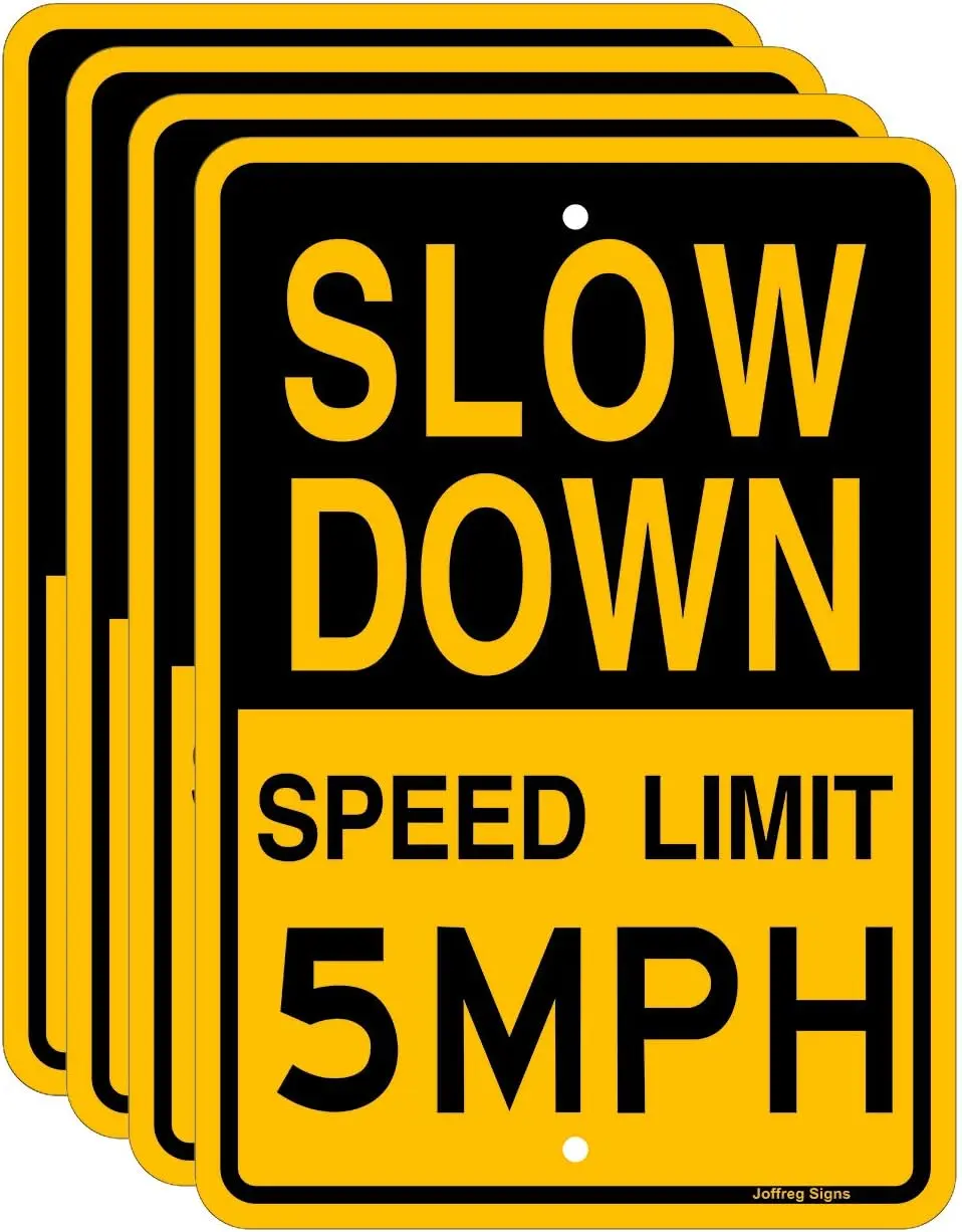 Slow Down Speed Limit 5 MPH Sign,16 x12 Inches,Reflective Aluminum (4 Pack)