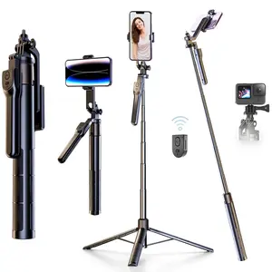 Selfie Stick Tripod with Wireless Remote Control, 1 Box Selfie Stick Tripod with Anti-shake Handle, Portable 360 Degree Rotation Tripod Stand for Cell Phone, Action Camera and Digital Camera, Travel Gadgets, Smart Selfie, Smartphone Selfie Stick