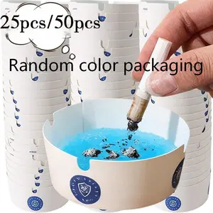 25Pcs/50pcs random color Pack, disposable paper ashtray, portable Lightweight disposable foam ashtray, suitable for home and home office built in smoke extinguishing sand, car leave-in ashtray