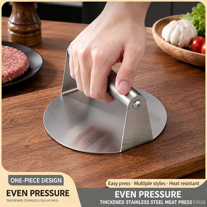 Stainless Steel Cookware Burger Press - 4.72 in Round Non-Stick Smash Smasher for Blackstone/Flat Top Grill, Ideal for Burgers, Bacon, Dishwasher Safe