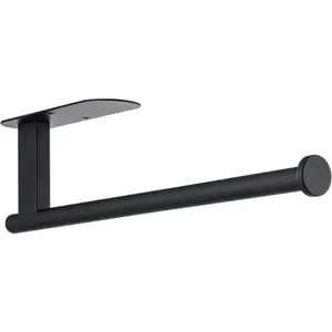Paper Towel Holder, Upgrade SUS304 Stainless Steel Paper Towel Holder Under Cabinet, Bend-Resistant, Self-Adhesive or Drill mounting (Black)