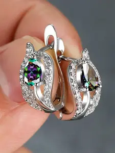 1 Pair Classical Cubic Zirconia Hoop Earrings For Women Exquisite Jewelry Gift For Wedding Engagement Anniversary Party Jewelry Valentine's Day Gift