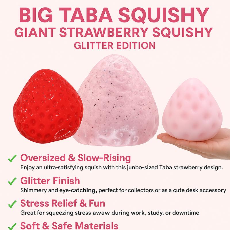 3 Pcs Big Taba Squishy Hamster Strawberry Toys – Vanilla Strawberry Chocolate Butter Slime - Extra Large 5" Squishy Stress Ball for Adults & Kids,Toymendous Squeeze Strawberry