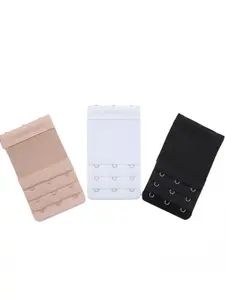 3-Pack Women's Stainless Steel Elastic Bra Extenders, 3-Row 3-Hook Elastic Bra Clasps, Soft and Comfortable High-Stretch Bra Back Extenders