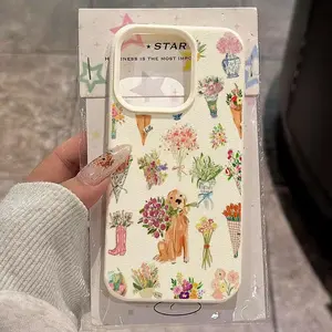 Bouquet Dog Pattern Phone Case, Full Body Protection Shockproof Tpu Cover, Fits iPhone 11/12/13/14/15/15 Pro/15 Plus/15/16/17 Pro Max