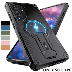 Shockproof Protector Heavy Hard Case with Stand for Galaxy S25 Ultra S25 Fe S24 Ultra