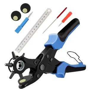 Fix It In 5:Professional Heavy Duty Leather Hole Punch Hand Pliers Leather Hole Punch Set for Belts, Watch Bands, Straps or Craft Project Repair Kit
